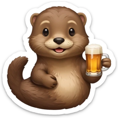 Otter holding a beer sticker