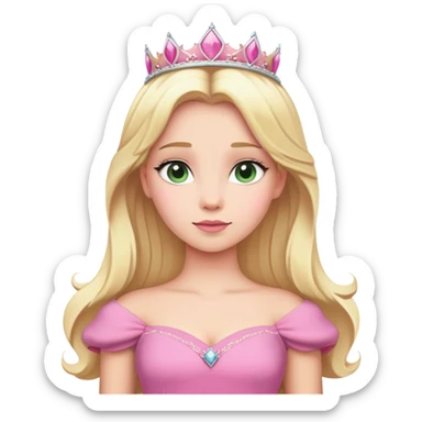 Aurora princess from hips up, pink dress, blonde hair, minimal style, larger size sticker
