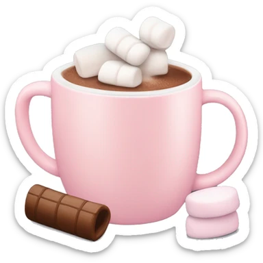 Light Pink mug of hot chocolate with marshmallows  sticker