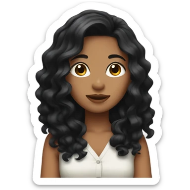 girl with black wavy hair sticker