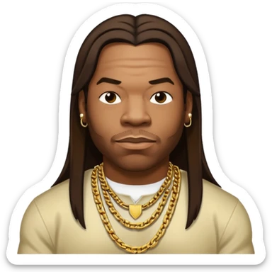 Busta Rhymes with dark brown long hair  sticker