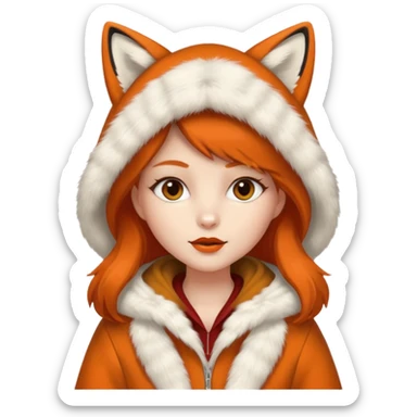 Girl, Fox Fur White Coat with Hood sticker