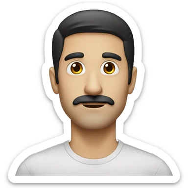 dark hair dark eye man with short mustache watching th  sticker