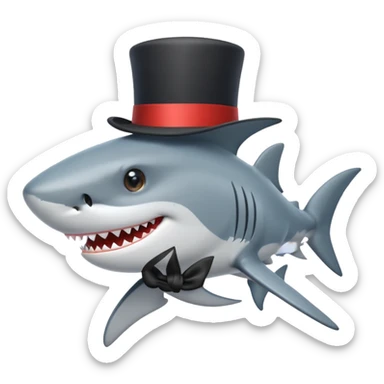 Shark with a top hat sticker