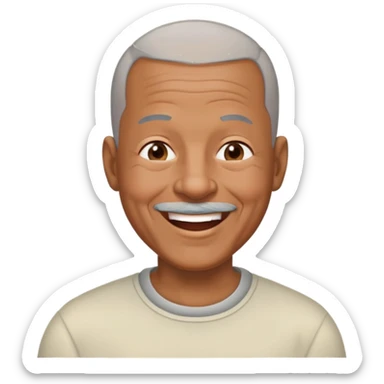 Nam, 70 tuổi, đầu đinh, nhắm 1 mắt, cười tươi, da đen sticker