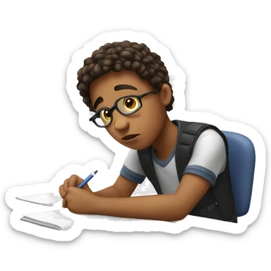 a teenager taking an exam sticker