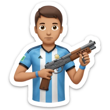 haz un turro con una biszera para atras y con un arma remera argentina pero arma de fuego sticker