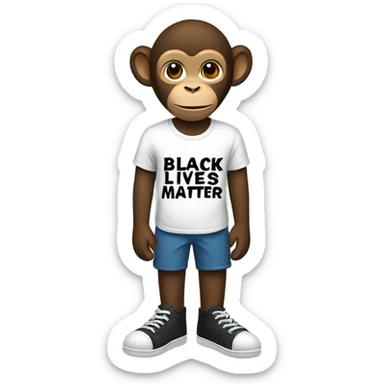 Monkey wearing a shirt that says Black Lives Matter sticker