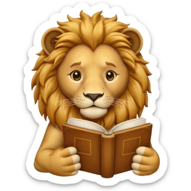 lion reading a book sticker