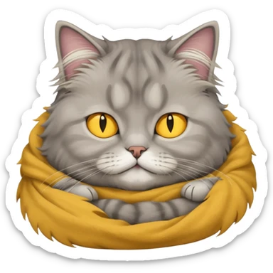 grey fluffy british long hair cat with yellow eyes ist sleeping sticker