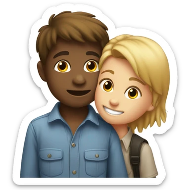 smiling boy in collared shirt kissing a boy  sticker