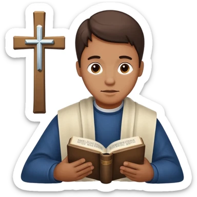 Guy who reads Bible with cross on it sticker