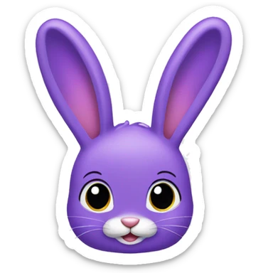 purple bunny rectangular ears  sticker