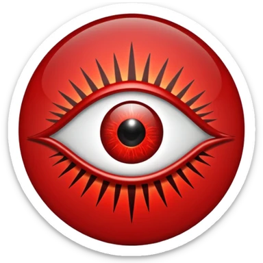 Occult eye symbol glowing red, protective ward, minimal esoteric design sticker