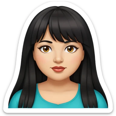 Latina female with bangs black long hair plus size eye wink sticker