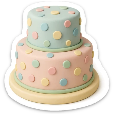 tiered fondant cake with polka dots sticker