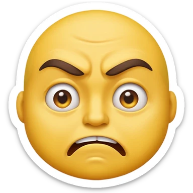 A Classic emoji, yellow character. Extreme disgust/ confusion. One eyebrow raised, one eyebrow lowered in anger. With a deep sneer on the mouth. sticker