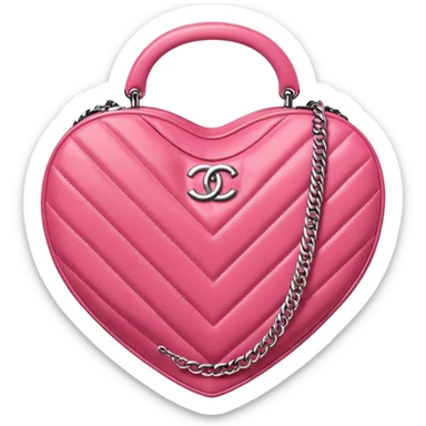 chanel heart pink color bag sticker