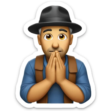 pensive face with drolling and hat praying hands, croatian skin sticker