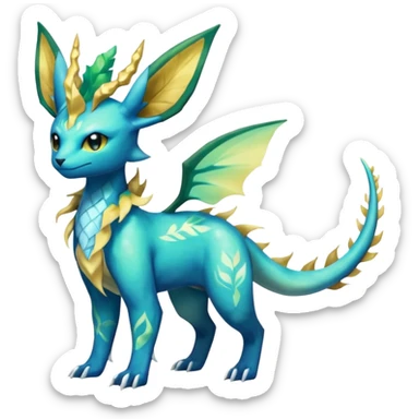 Rocky Shiny ethereal elemental Salandit-Leafeon-Vaporeon-hybrid-fusion (full body) sticker