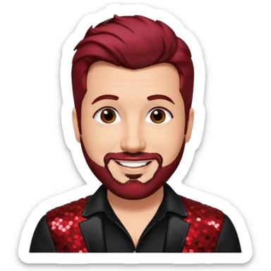 Joey Fatone from 'N Sync with dark red hair, black sequin outfit sticker