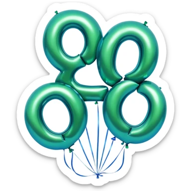 deep green aesthetic  letter, three metallic blue balloons  sticker