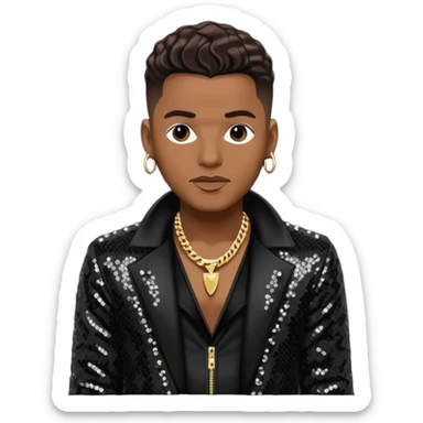 Donald DeVante Swing DeGrate from Jodeci/K-Ci & JoJo with dark brown, black sequin outfit sticker