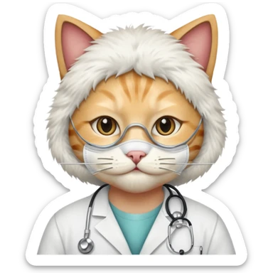 doctor cat, surgical mask sticker