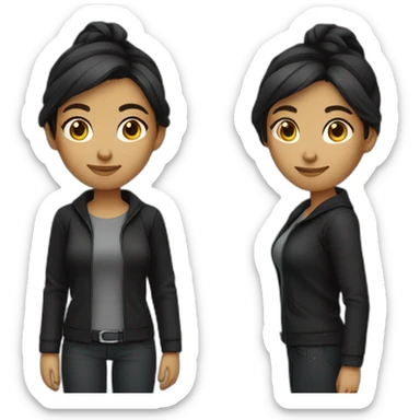 junior woman it developer medium hair no glasses black outfit sticker