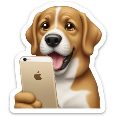 Perro con iPhone sticker
