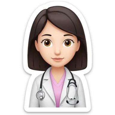 gastroenterologist with dark hair and brown eyes, light pink theme, variation 4 sticker