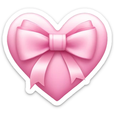 Pink heart with a pale pink bow ribbon sticker