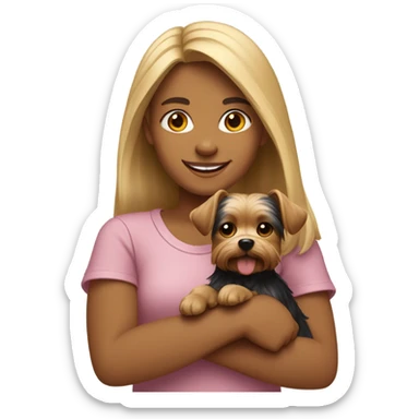 girl with a yorkie dog sticker
