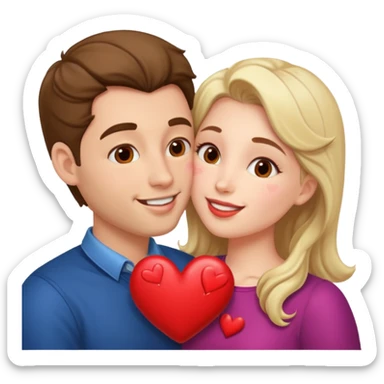 a man and a woman kissing with hearts sticker