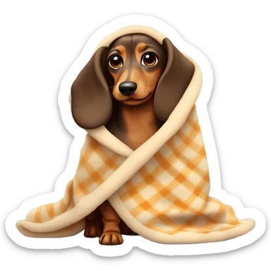 fluffy dachshund in blanket sticker