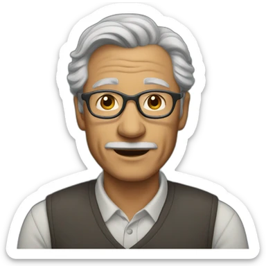 50 years professor with gray hair, without beard without mustache sticker