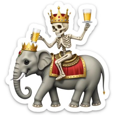 Skeleton Rider on elephant, Drinking. sticker