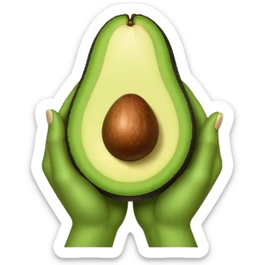 hands holding a so small avocado sticker
