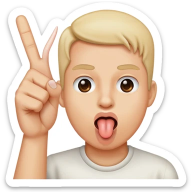 tongue sticking out holding up the middle finger sticker