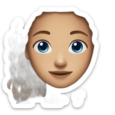 Young women with brown braids hair blue eyes small freckles  sticker