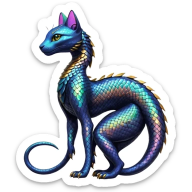 Futuristic Ethereal Beautiful Salandit-Bastet-Fakémon-hybrid-creature (full body)  sticker