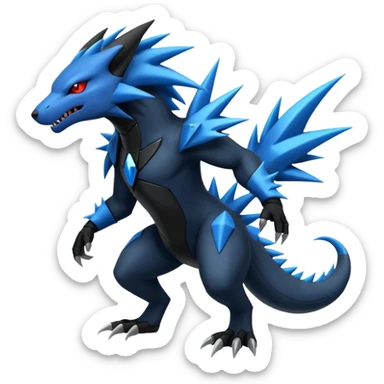Edgy futuristic Zoroark-Salandit-Zekrom-fusion sticker