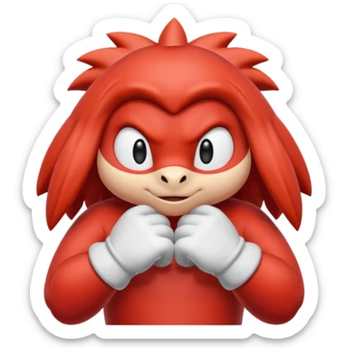 Sonic the hedgehogs friend knuckles a red animal with peach arms and white gloves sticker