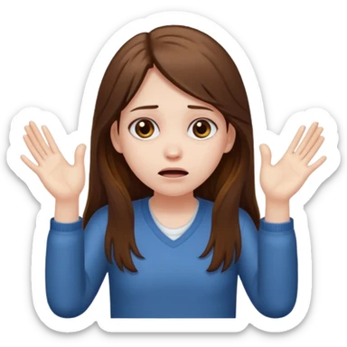 sad girl throwing up her hands sticker