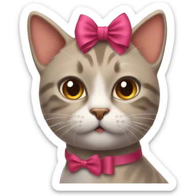 Cat with a bow on its head sticker