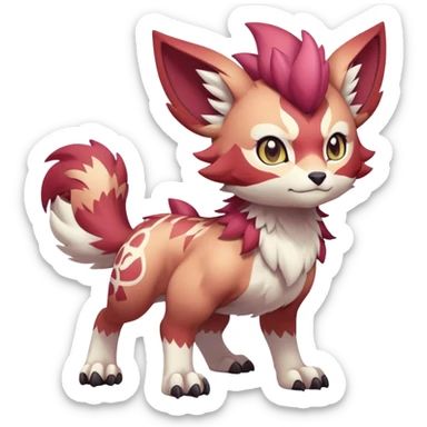 Vibrant Male cute cool anime-styled Falvie-Fionbri-fantasy-creature-Fakémon-Pokémon, full body, with random markings sticker