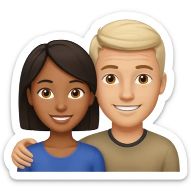 mixte couple black girl , white italian style man sticker