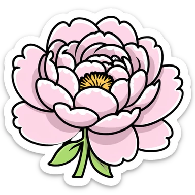 A blooming pink peony flower with ruffled petals sticker