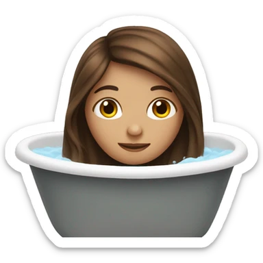 Long brown hair girl in bath sticker