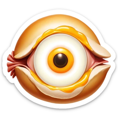 Chicken pieces with liver and egg yolk surrounding a central eye that beams light to patches of skin. The vitamin A-rich foods glow with golden energy that flows through the eye and onto the skin, showing improved vision and skin regeneration. sticker